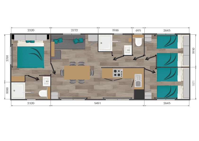 Cabane 6 p 3 Ch 2 Sdb Premium clim SPA